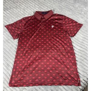 Extracurricular Golf Polo Shirt  Large Lips Bisou Red GC League